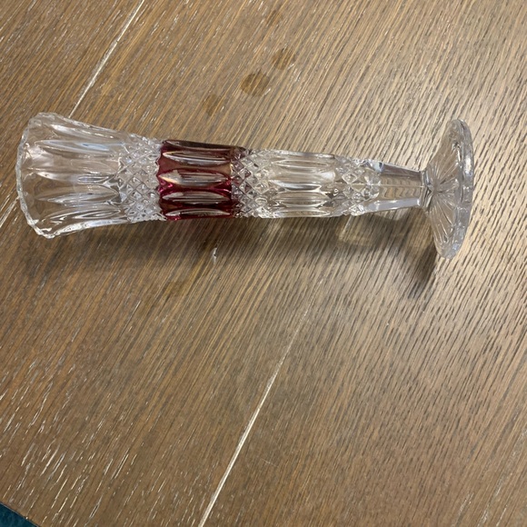 Ruby Cut-To-Clear Bavarian Bud Vase 8” Tall - Picture 7 of 9